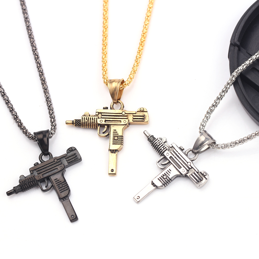Men'S Fashion Jewelry - قلادة على شكل مسدس أوزي -