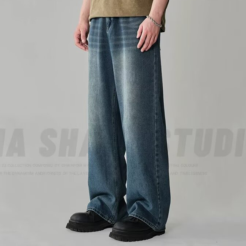 Men'S Fashion Nova Jeans - جينز رجالي واسع الساق بتصميم أمريكي