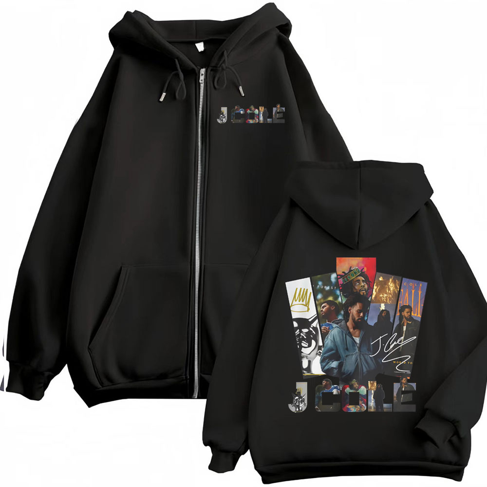 Mens Fashion Zip Up Hoodies - جاكيت هودي بسحاب للجنسين بتصميم ألبوم