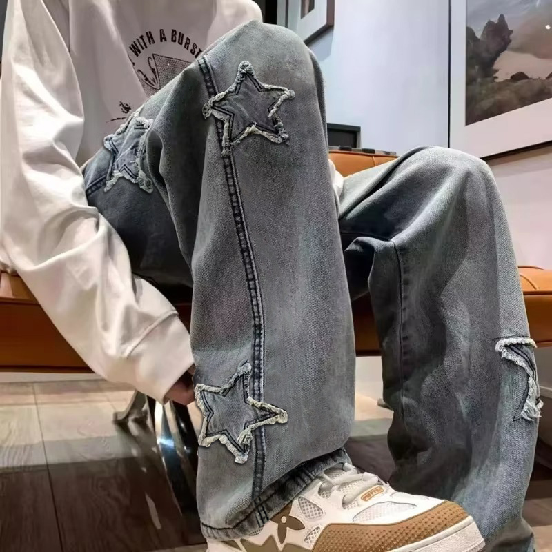 Men'S Fashion Nova Jeans - جديد الرجال ستار المطرزة موضة فضفاض