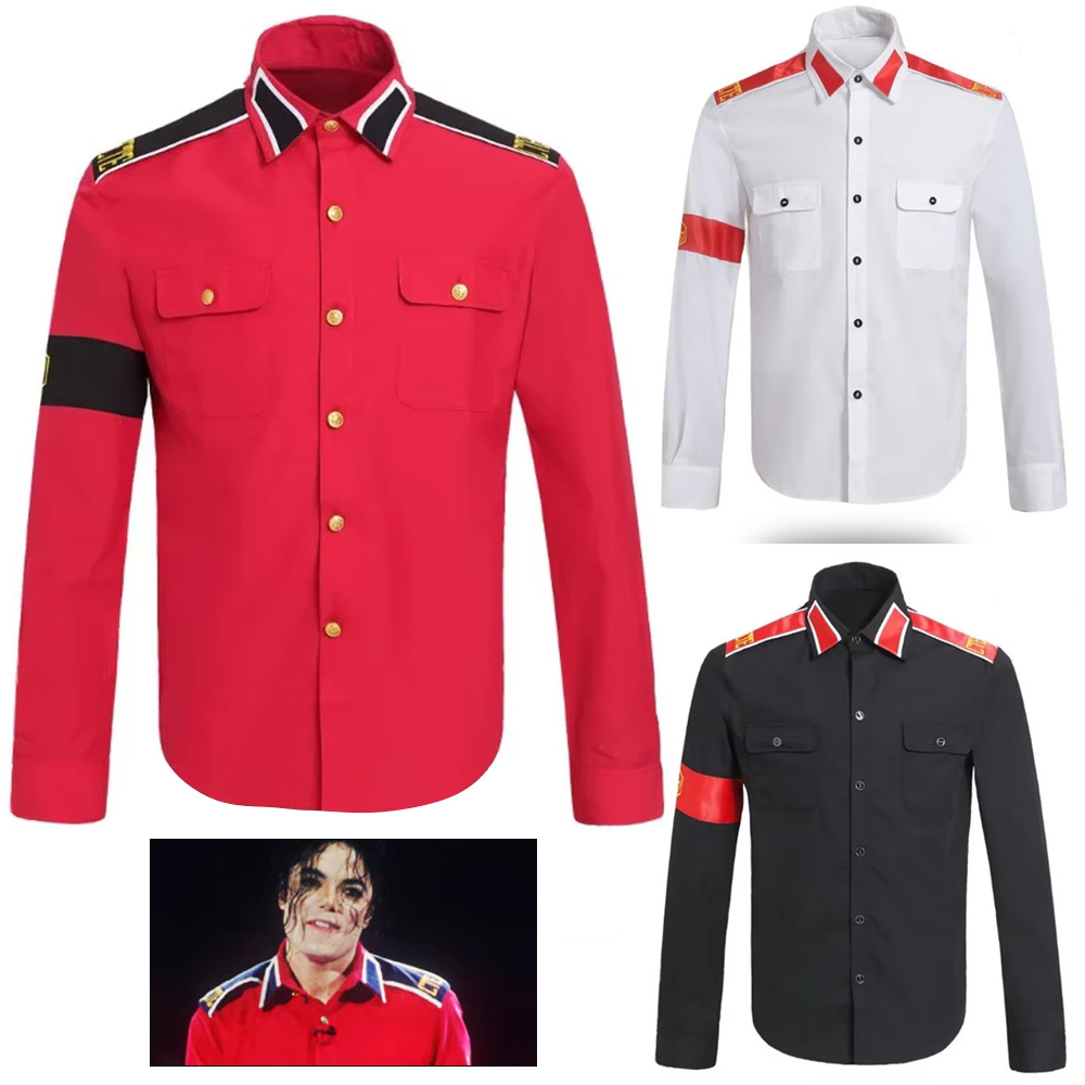 Military Shirt Men - قميص مايكل جاكسون العسكري المضاد للحرب