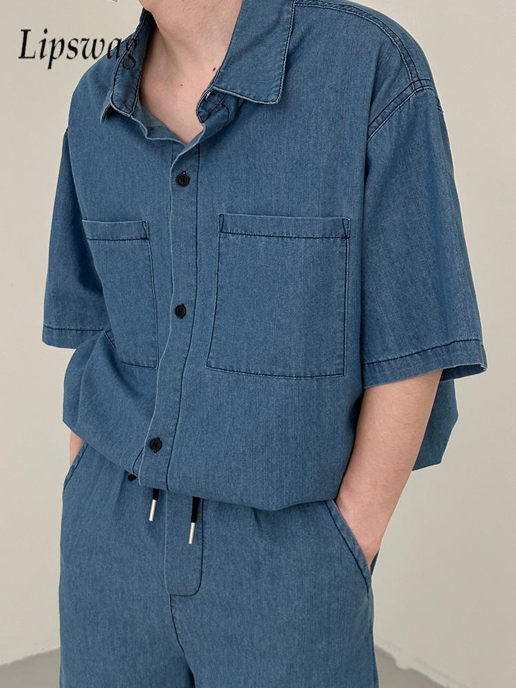 Jeans Shirt Fashion For Men - بدلات رجالية من قطعتين من الدنيم