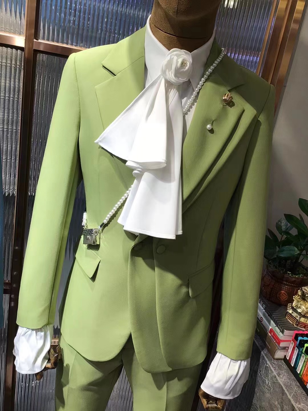 Mens Fashion Trajes - تخصيص أحدث تصميم موضة الأخضر بدل