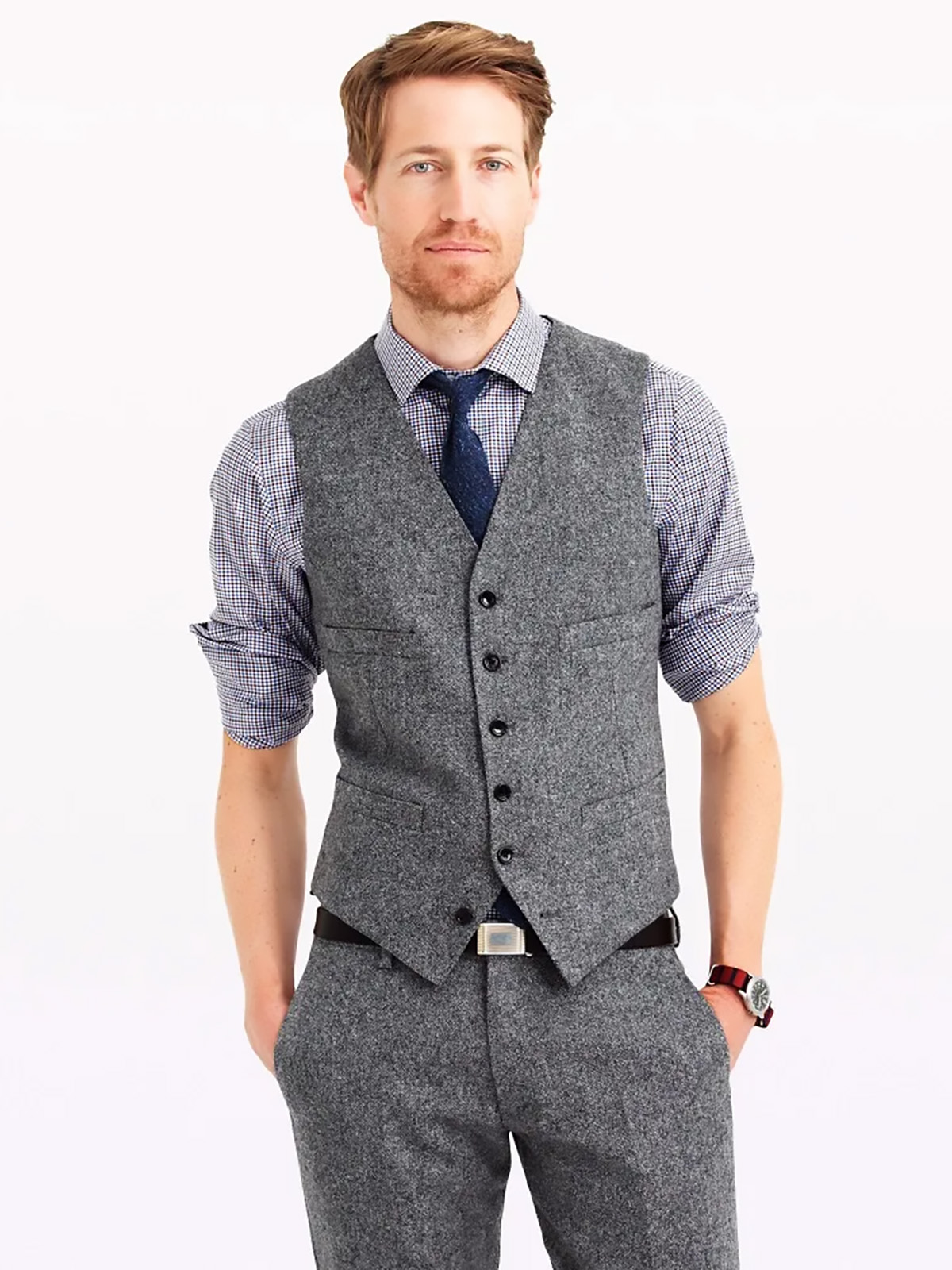 Mens Fashion Trajes - بدلة تويد من ANNIEBRITNEY للرجال بقصة