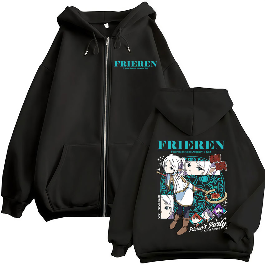 Mens Fashion Zip Up Hoodies - هوديز بسحاب بتصميم أنمي فرييرين: ما