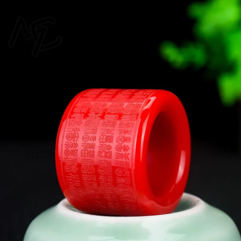 Men'S Fashion Rings - الطبيعية حجر اليشم الأحمر خاتم القلب