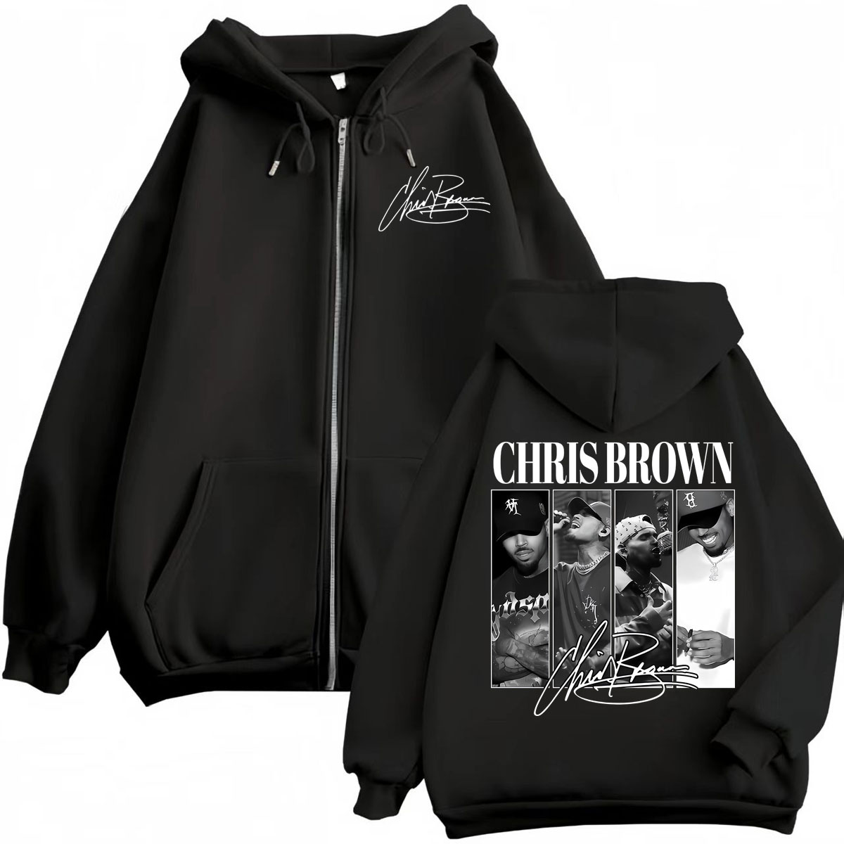 Mens Fashion Zip Up Hoodies - هوديز بسحاب بتصميم رابر كريس براون