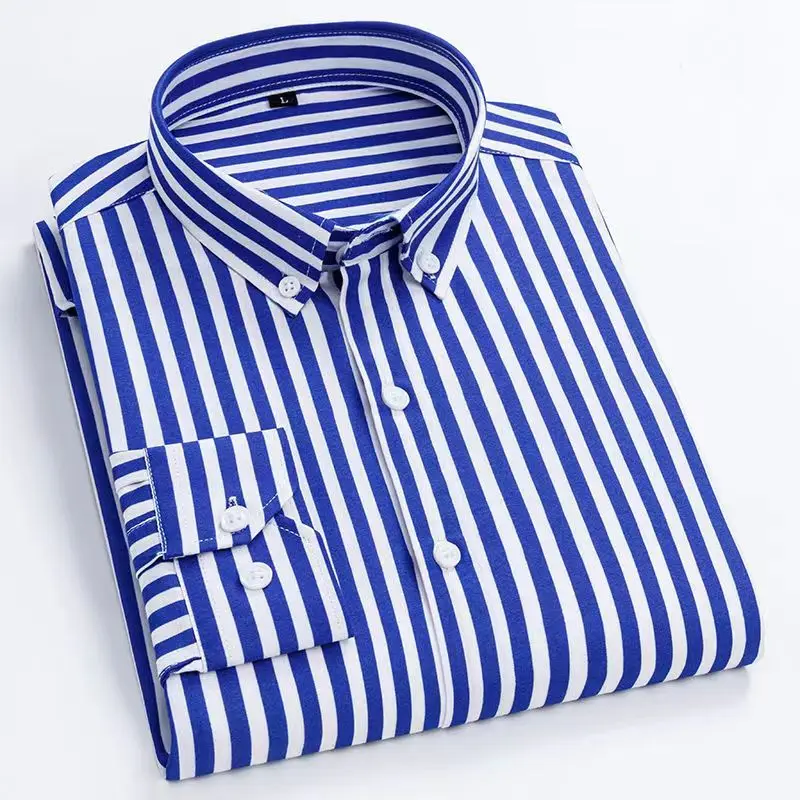 Dress Shirt Non-Iron - قميص مخطط بأكمام طويلة للرجال ،