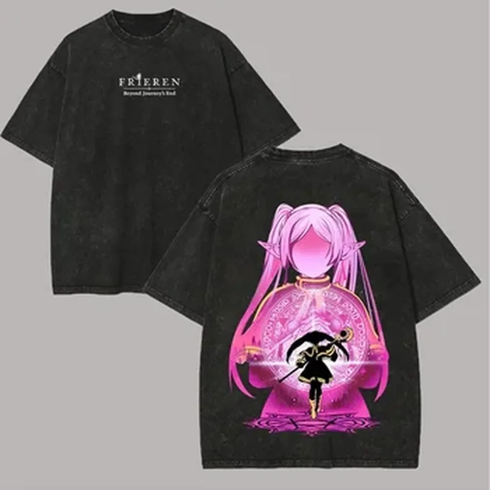 Graphic Tee Oversized - تي شيرت أنيمي لطيف بطباعة فريرين