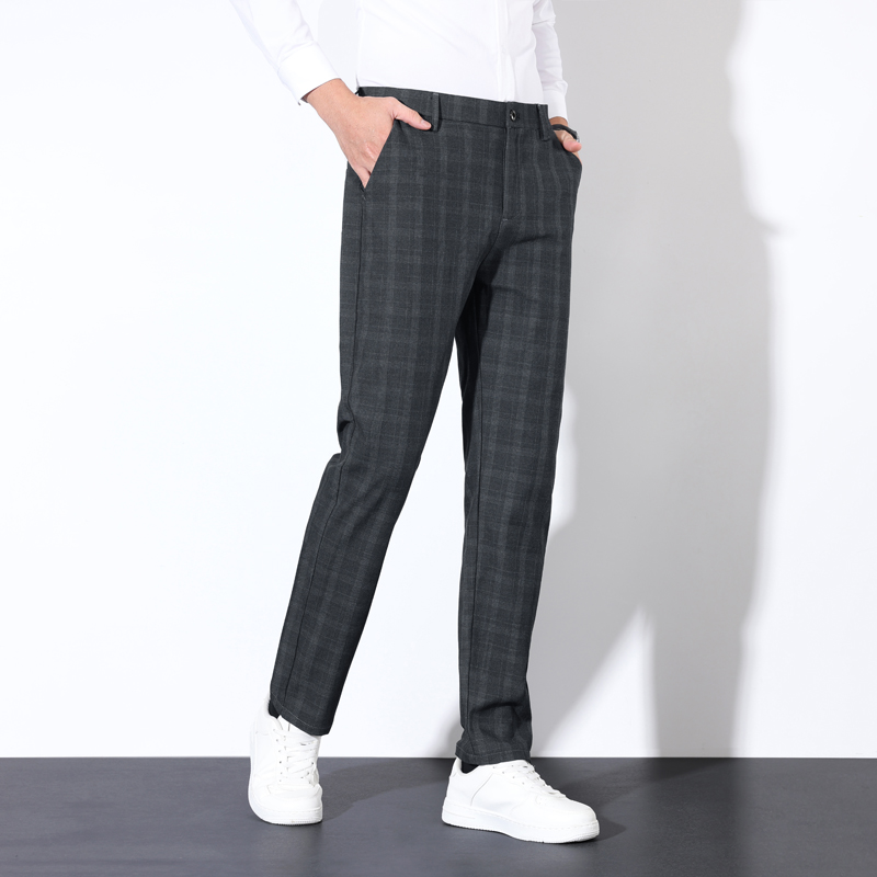 القطن منقوشة مخطط الكلاسيكية د - مراجعة Men'S Dress Pants Fashion وسعره