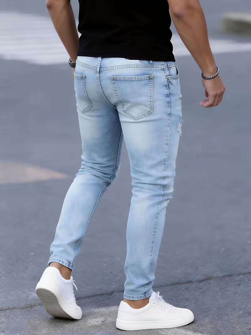 جينز رجالي ضيق ممزق ومرن - غير - مراجعة Men'S Fashion Young Professional وسعره