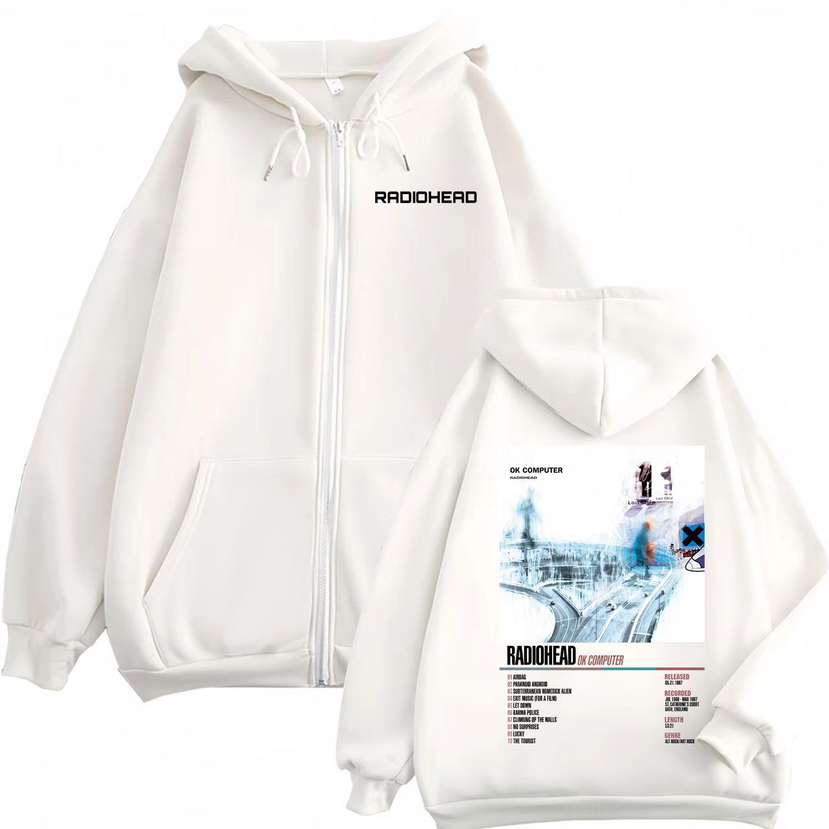 Radiohead ألبوم الموسيقى المشا - مراجعة Mens Fashion Zip Up Hoodies وسعره
