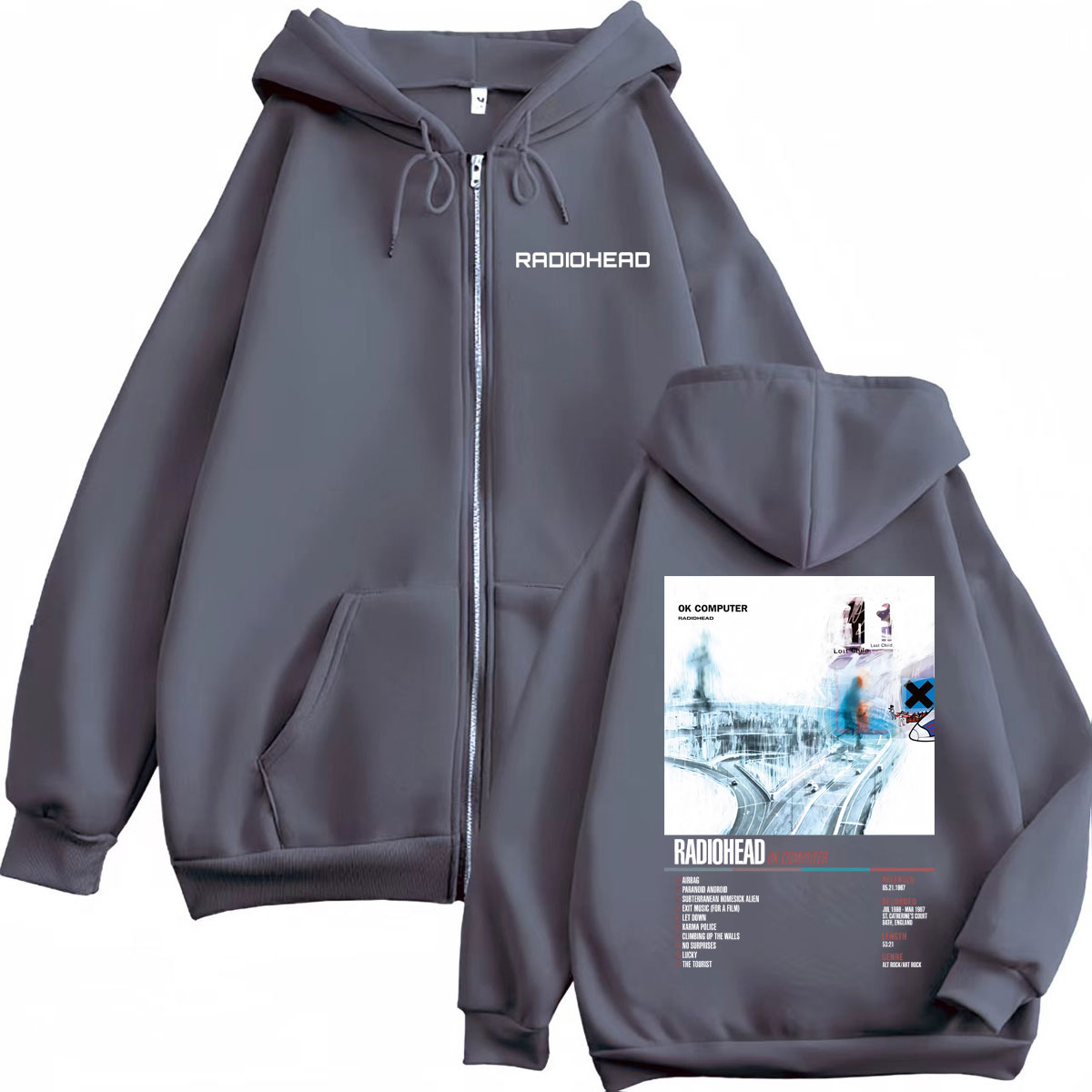 Radiohead ألبوم الموسيقى المشا - مراجعة Mens Fashion Zip Up Hoodies وسعره