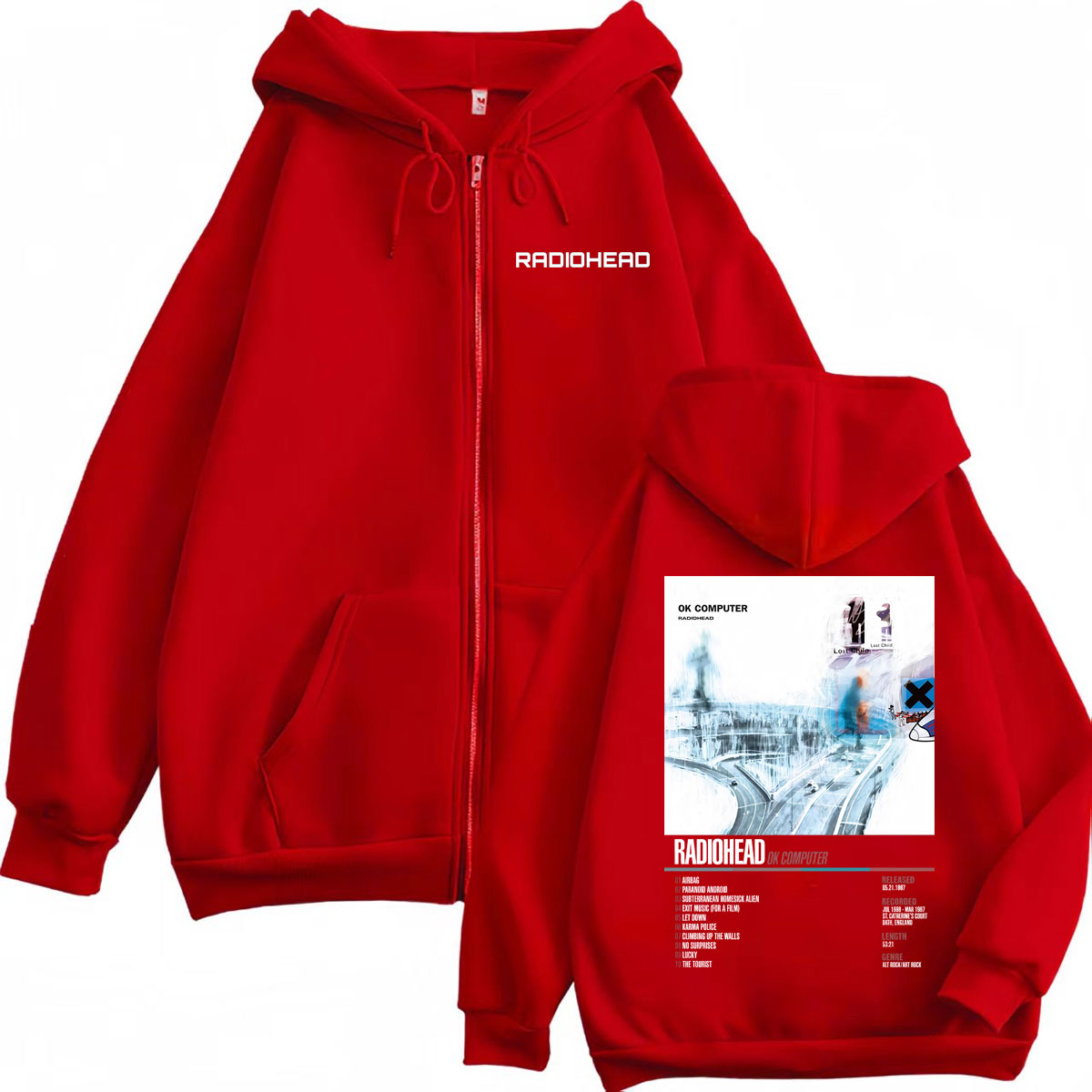 Radiohead ألبوم الموسيقى المشا - مراجعة Mens Fashion Zip Up Hoodies وسعره
