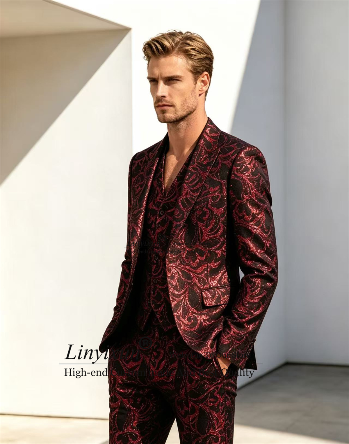 بدلات رجالية من الجاكار بتصميم - مراجعة Mens Fashion Trajes وسعره