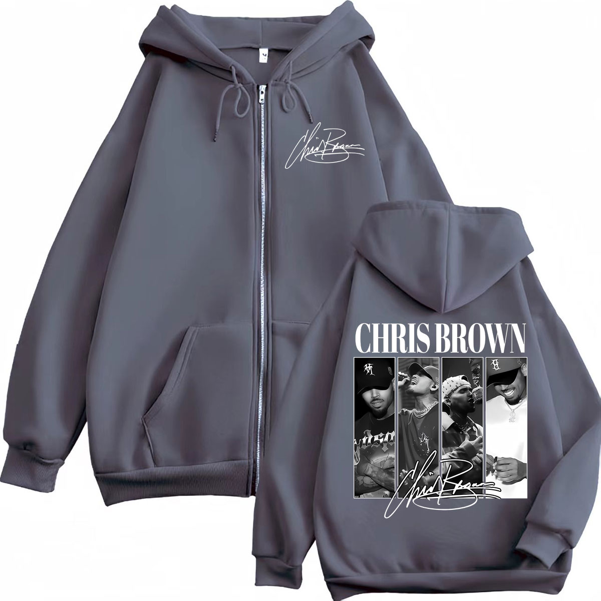 هوديز بسحاب بتصميم رابر كريس ب - مراجعة Mens Fashion Zip Up Hoodies وسعره
