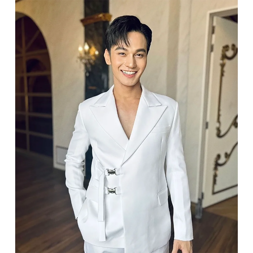 بدلة رجالية بيضاء أنيقة عالية  - مراجعة Mens Fashion Trajes وسعره