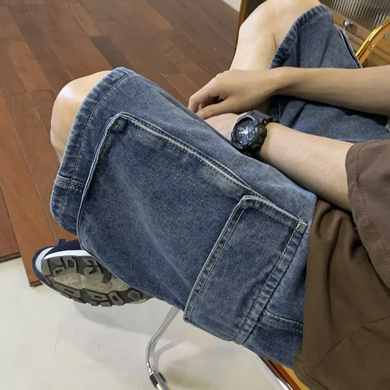 شورت دينيم كوري كبير الحجم للر - مراجعة Mens Fashion Cargo Pants وسعره