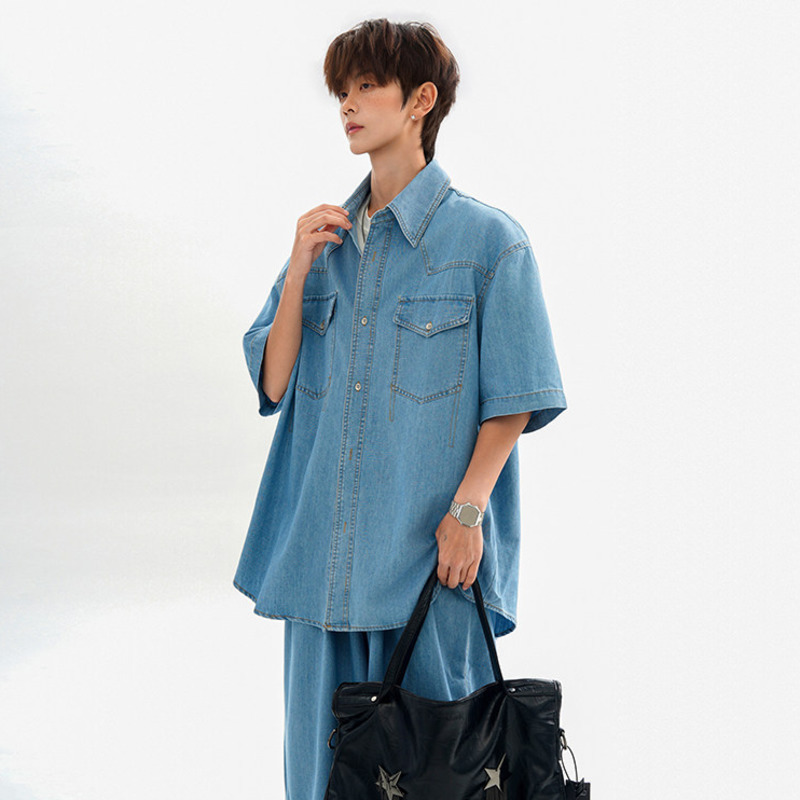 قمصان دينيم رجالية فضفاضة بتصم - مراجعة Jeans Shirt Fashion For Men وسعره